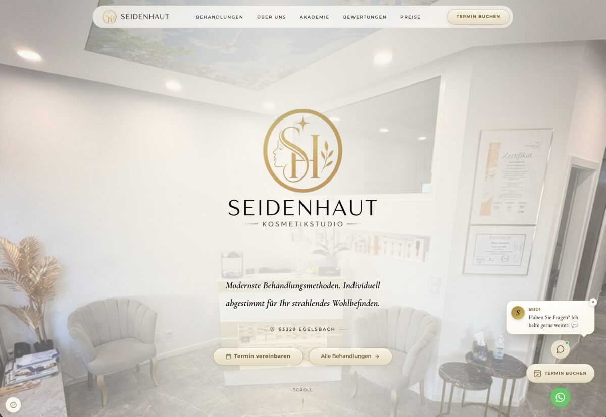 Website des Kosmetikstudios Seidenhaut in Egelsbach